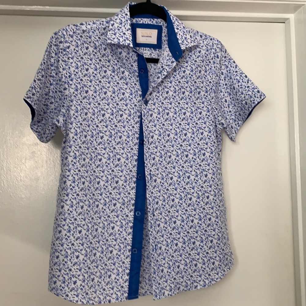 Suslo Boys Button Collared Short Sleeved Shirt Size 14